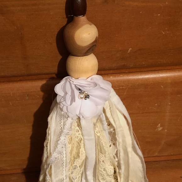 #7442 Giant Tassel Vintage Lace Muslin Calico Beaded Top Keys Beads - Picture 2 of 14